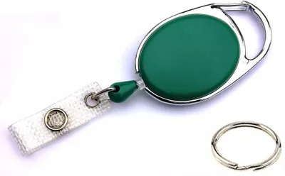 Produktbild von 1x GRÜN Ausweisjojo mit EXTRA reißfester POWERCORD Schnur Schlüsselanhänger Jojo Zipper oval mit Druckknopf Lasche & Schlüsselring Anhänger