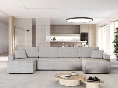 Produktbild von Ecksofa U-Forma MADRYT U LINCOLN GRAU KORD Real Foto Bettkasten Schlaffunktion