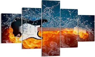 Produktbild von Bild auf Leinwand - Leinwandbild - Gitarre Instrument Musik - 125x70cm - Wand Bild - Wanddeko - Leinwanddruck - Bilder - Kunstdruck - Wanddekoration - Leinwand bilder - Wandkunst - EA125x70-0215
