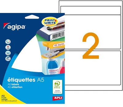 Produktbild von agipa Universal Etiketten 80 x 140 mm weiß 32 Etiketten