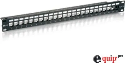 Produktbild von Equip 24-Port Keystone Cat.6 Ungeschirmtes Patch Panel, Schwarz, Cat6, Schwarz, Rackeinbau, 1U, 44 mm, 483 mm