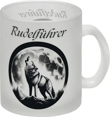 Produktbild von Wolf im Mondschein Rudelführer Glas Tasse