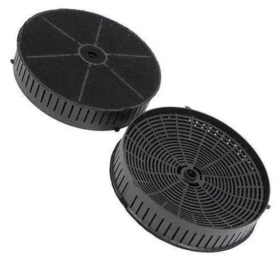 Two charcoal filters for a kitchen hood, shown against a white background.