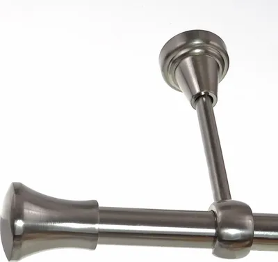 Produktbild von Gardinenstange Set Edelstahl Look Metall Ø 19mm zur Deckenbefestigung 1-lauf Knauf, Länge wählbar D18E62