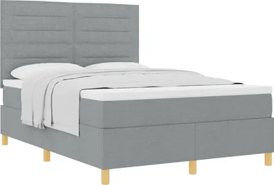 Zdjęcie produktu dla Łóżko sprężynowe z materacem Jasnoszary 140 x 190 cm tkanina