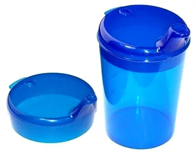 Produktbild von Schnabelbecher 250 ml Set: 1 Unterteil und 2 Deckel (1 x Öffnung 12 x 10 mm und 1 x Öffnung 4 x 4 mm) | blau
