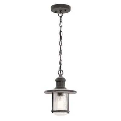 Produktbild von Elstead Riverwood Außen-Hängeleuchte E27 30cm Verwittertes Zink IP45