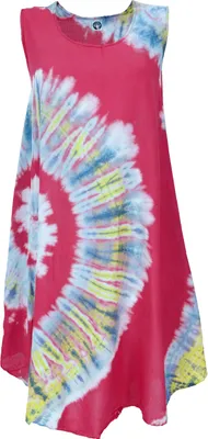 Produktbild von Batik Tunika, Hippie Chic, Strandkleid, Sommerkleid - Rot, Damen, Mehrfarbig, Viskose, Kleider