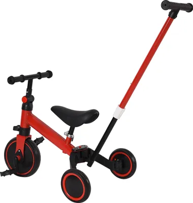 Produktbild von 3 in 1 Laufräder Laufrad Kinderdreirad Dreirad Lauffahrrad Lauflernhilfe mit Schubstange für Kinder ab 1 Jahre bis 4 Jahren Rot