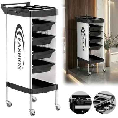 Image de Chariot de coiffure X11-8, desserte mobile sur roulettes avec tiroirs pour coloration, parfait pour salon de beauté
