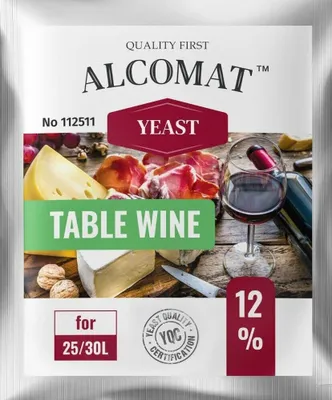 Zdjęcie produktu dla Alcomat Table Wein Wine Yeast HAT Drożdże winne Drożdże winne na 25 do 30 litrów wina stołowego Fermentacja do 12% 1 sztuka