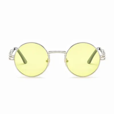Produktbild von Sonnenbrille runde gelbe Gläser Silber Retro Vintage