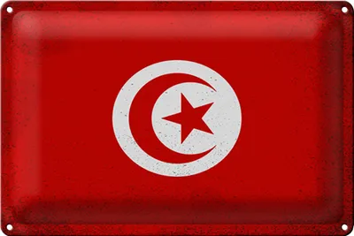 Produktbild von Blechschild Flagge Tunesien 18x12cm Flag of Tunisia Vintage