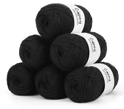 Produktbild von Häkelgarn Baumwolle 6 x 50g Tiefschwarz 100% Baumwolle 1,5mm Nadelstärke