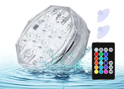 Produktbild von Tauchbare LED-Leuchten mit Fernbedienungen RGB 15 Farben Wasserdichte Teichbeleuchtung Unterwasserbeleuchtung fuer Schwimmbad Whirlpool Party Vase Aquarium