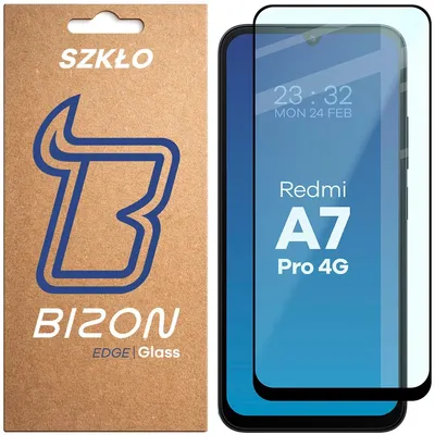 Produktbild von Gehärtetes Glas für Xiaomi Redmi A7 Pro 4G, Bizon Glass Edge, Schwarzer Rahmen