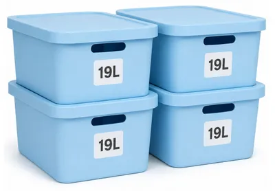 Produktbild von Plastard Aufbewahrungsbox mit Deckel 4er-Set 19 Liter in Blau