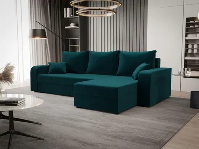 Image de CANAPE HEWLET L BIS Itaka 39 turquoise avec fonction sommeil Canapé en L avec coffre de rangement Canapé salon Canapé-lit Coffre de rangement Canapé-lit
