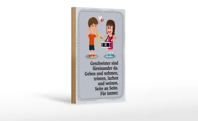 Produktbild von Holzschild Geschwister sind füreinander da, 30 x 20 cm, Holzschilder Spruch Glück Weisheit