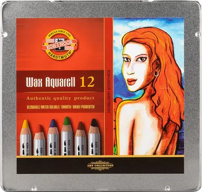 Obrázek produktu pro Koh-i-noor WAX AQUARELL 8282/12 - akvarelové pastely v plechovém pouzdře - 12 ks