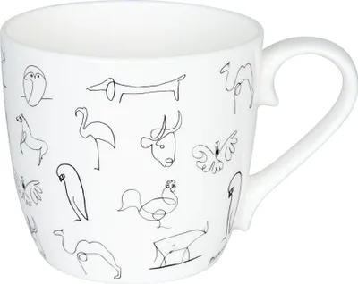 Porzellan-Mok mit Tiermotiv, 460 ml, spülmaschinenfest