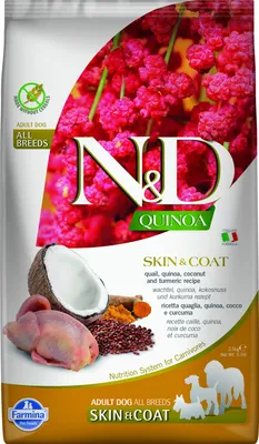 Productafbeelding van N&D Quinoa hondenvoer, voor een gezonde huid en vacht, medium/maxi ras, met fazant, 2,5 kg