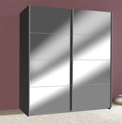 Produktbild von Schwebetürenschrank Kleiderschrank Easy Plus graphit spiegel 180x65x210cm