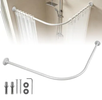 Imagen del producto de Barra de cortina de ducha en forma de L ajustable de acero inoxidable