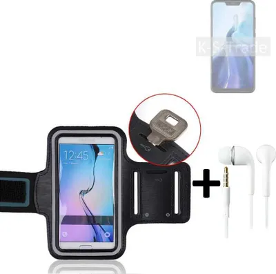 Produktbild von TOP SET kompatibel mit Cubot C20 Neopren Jogging Armband Sportarmband Oberarmband kompatibel mit Cubot C20 schwarz mit Reflektor Streifen +