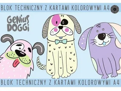 Zdjęcie produktu dla Blok techniczny A4/15K kolor Genius Doggi (10szt) - Ziemia Obiecana