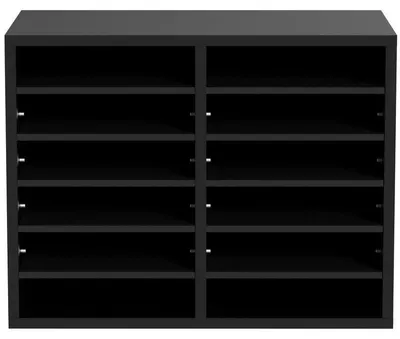 Imagen del producto de Organizador de escritorio, fabricado en aglomerado, dimensiones 52 x 30,5 x 41 cm, 12 compartimentos, estante extraíble, ideal para documentos y revistas