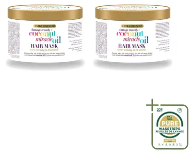 Produktbild von 2 x OGX Coconut Miracle Oil Haarmasker - für geschädigtes Haar - 300 ml - Vorratspackung - 2 Stücke