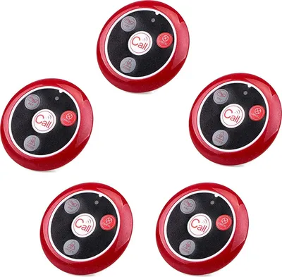 Immagine prodotto di Retekess T117 Trasmettitore senza fili del sistema Pager con pulsante di chiamata Pulsante a 4 funzioni per orologio TD108 o T128 con schermo T114 (confezione da 5)