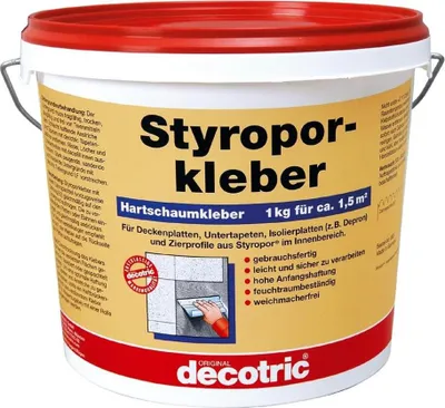 A bucket of Styropor adhesive.