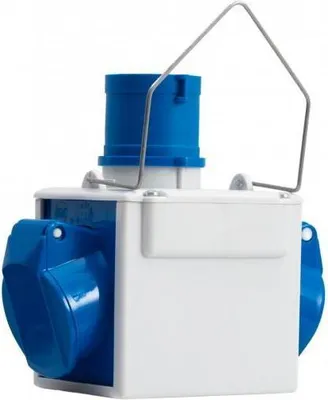 Produktbild von Campingadapter - 16A/3P Stecker, 2x16A 3P Steckdose - mit IP44 Halterung