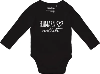 Produktbild von Huuraa Baby Body Fehmarn verliebt 68 Black  Baumwolle Fairtrade Langarmbody Geschenkidee
