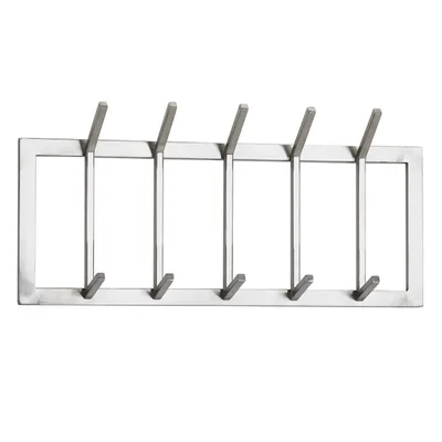 Produktbild von Wandgarderobe Metall Silber 65x30x10 cm Design Flurgarderobe Stahl, Hakenleiste Wandpaneel, Garderobe Wand, Garderobenleiste Flur