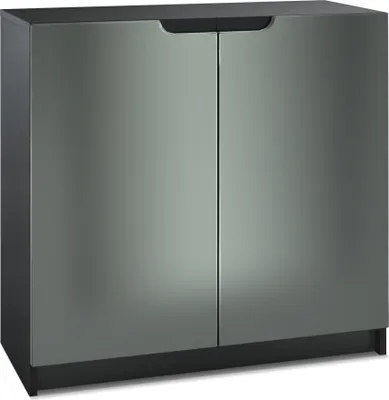 Produktbild von Vladon Sideboard Logan,  Germany, Kommode mit 2 Türen, Schwarz matt/Graphit Seidenmatt (82 x 78 x 37 cm)
