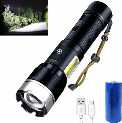 Produktbild von XHP90 LED-Taschenlampe 1 Stück, 5000 Lumen, USB-Aufladbarer Verstellbarer Scheinwerfer, Für Camping Notfälle Outdoor