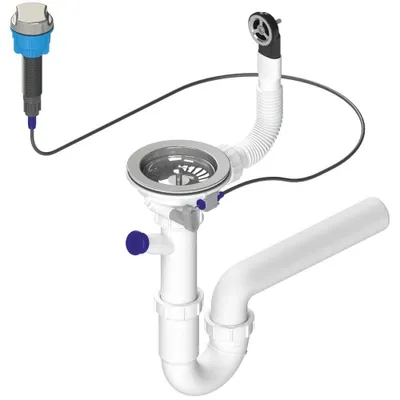 Obrázek produktu pro Dřezový sifon s přepadem, ovládáním a připojením, 6/4", včetně odtoku, DN40