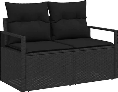 Image de vidaXL Canapé de jardin avec coussins 120 x 62 x 69 cm Poly-Rattan