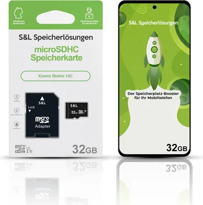 Produktbild von microSD Speicherkarte S&L für Xiaomi Redmi 14C - Speicherkapazität: 32 GB