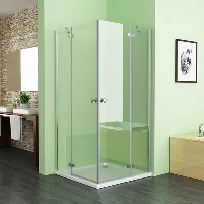 Produktbild von MIQU Duschkabine Scharniertür 90 x 75 x 195 cm Eckeinstieg Duschwand Duschabtrennung 5mm ESG Glas
