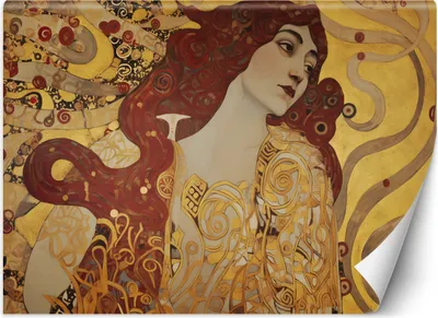 Produktbild von Vlies fototapete Frau mit langem Haar - G. Klimt 250x175 cm Feeby Gold inkl. Kleber einfache Montage