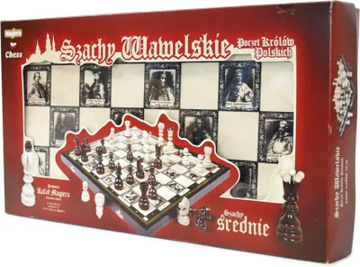 Produktbild von Königliches Schachspiel Holz 43cm - Edles Schachbrett Set Klappbar & Handgefertigt