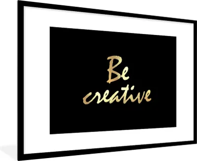 Produktbild von MuchoWow® Gerahmtes Poster Zitate - Kreativ - Gold 90x60 cm - Poster mit Schwarzem Bilderrahmen Wandposter Rahmen Foto Bilder - Wanddekoration - Fotos