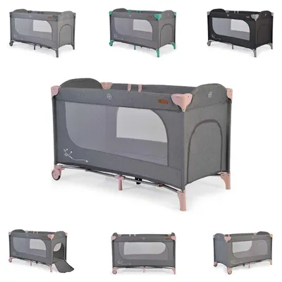 Produktbild von Cangaroo Reisebett Skyglow Laufstall 2 Räder mit Bremsen Matratze Seiteneingang rosa