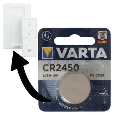 Produktbild von Batterie passend für Philips HUE Dimmschalter 1x Varta CR2450 Lithium Batterie IEC CR 2450