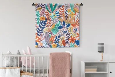 Produktbild von MuchoWow® Wandteppich Wandbehang Sommer - Pflanzen - Blumen - Blätter 90x90 cm Tapisserie Dekoration Wandtuch - Wandaufhänger