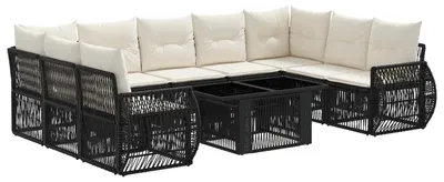 Produktbild von vidaXL Gartensofa-set 10 stk. Schwarz und Cremeweiß Poly-Rattan